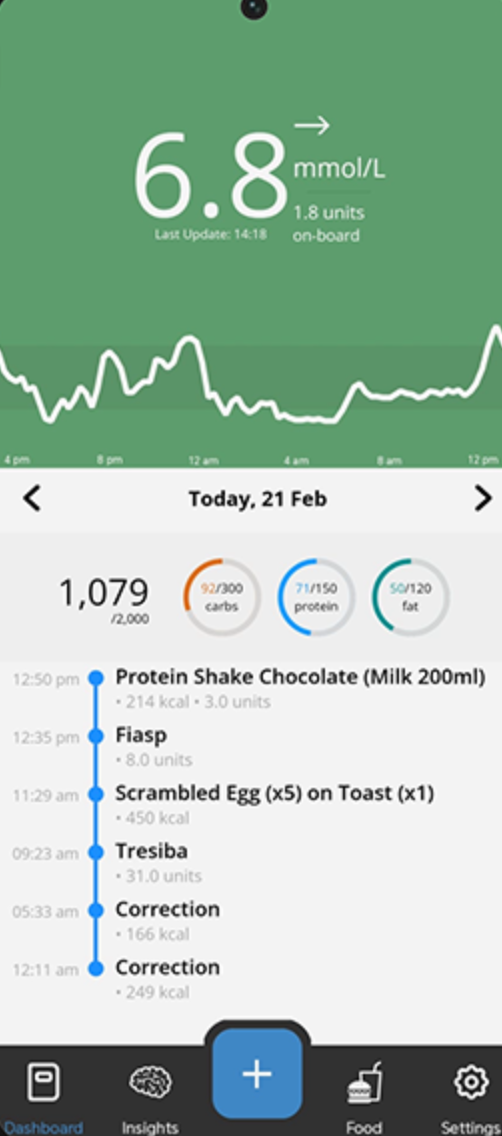 CGM Link mobile glucose monitoring screenshot