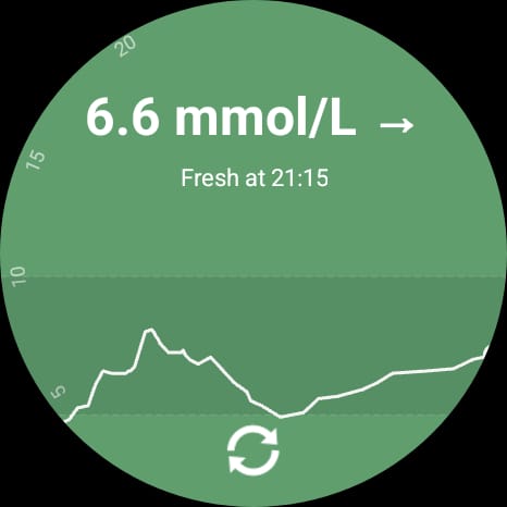 GM Link smartwatch glucose monitoring screenshot